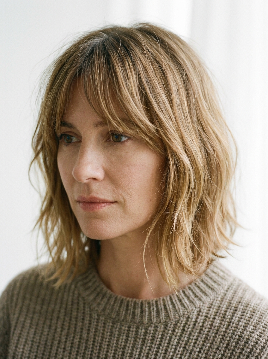 Shaggy Bob mit Curtain Bangs als Bob Frisuren mit Pony Inspiration 2026